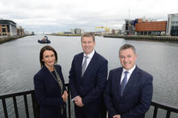 IoD NI Chairman Gordon Milligan, right, launches the Annual Dinner with Catriona Gibson, Managing Partner, Arthur Cox and Dale Guest, Director of Bank of Ireland Corporate Banking NI.