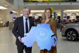 John McGrillen, CEO Toursim NI; and Katy Best, Commercial and Marketing Director at Belfast City Airport