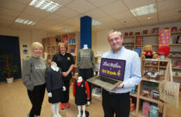Pictured at the GBNI Headquarters in Antrim, is (from left), Deborah McMahon, GBNI Chairperson; Alison Stevenson, GBNI President and Jeremy Biggerstaff, Managing Director at Flint Studios.