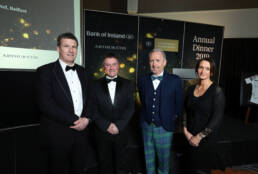 Pictured at the Institute of Directors Northern Ireland (IoD NI) Annual Dinner held at the Crowne Plaza Hotel, Belfast, from left: Dale Guest, Director Corporate Banking Northern Ireland at main sponsor Bank of Ireland UK, Gordon Milligan, IoD NI Chairman, guest speaker Martin McCourt, Chairman of Glen Dimplex and Catriona Gibson, Managing Partner of associate sponsor Arthur Cox. The event, which was attended by more than 400 guests heard a warning that Northern Ireland should not be allowed to ‘sleep walk into a no deal Brexit’, as the clock runs down on negotiations.