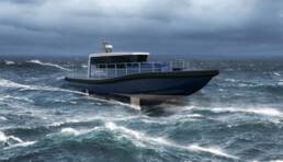 Electric foiling workboat